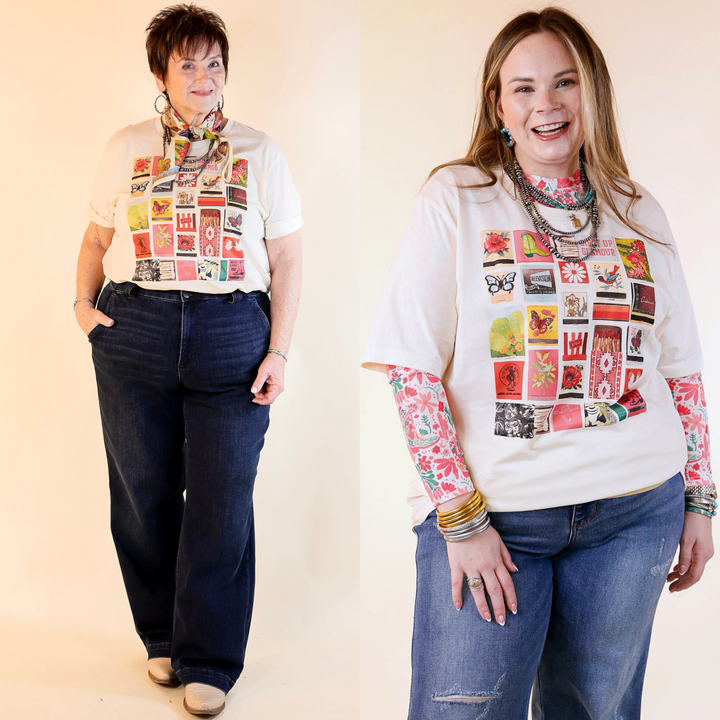 XOXO Art & Co | Matchbooks Short Sleeve Graphic Tee in Natural Cream