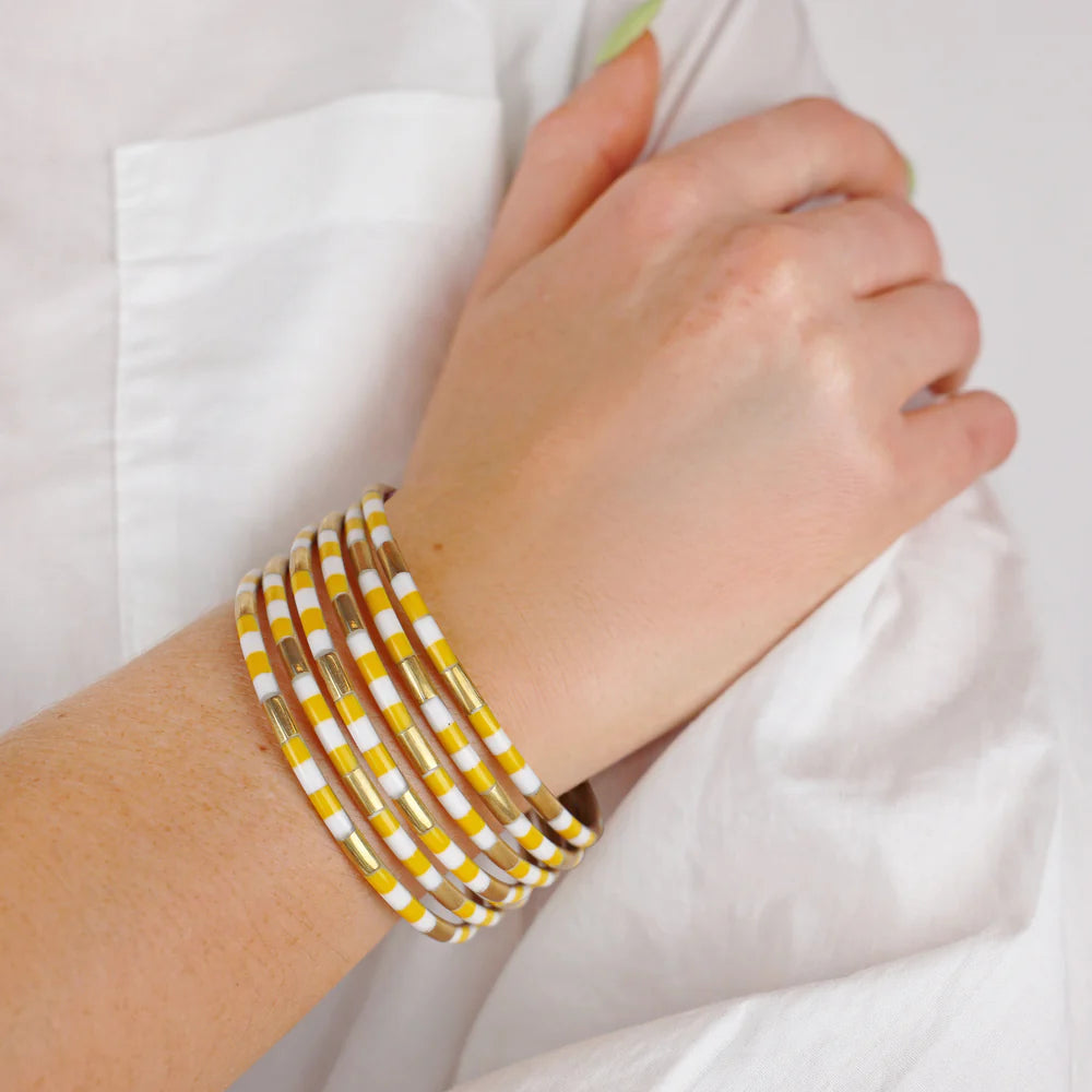 BuDhaGirl | Set of Six | Veda Bangles in Yellow/White