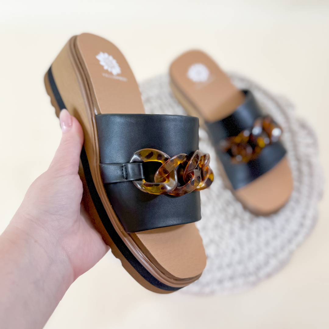 Yellowbox | Alora Wedge Slide in Black - Giddy Up Glamour Boutique