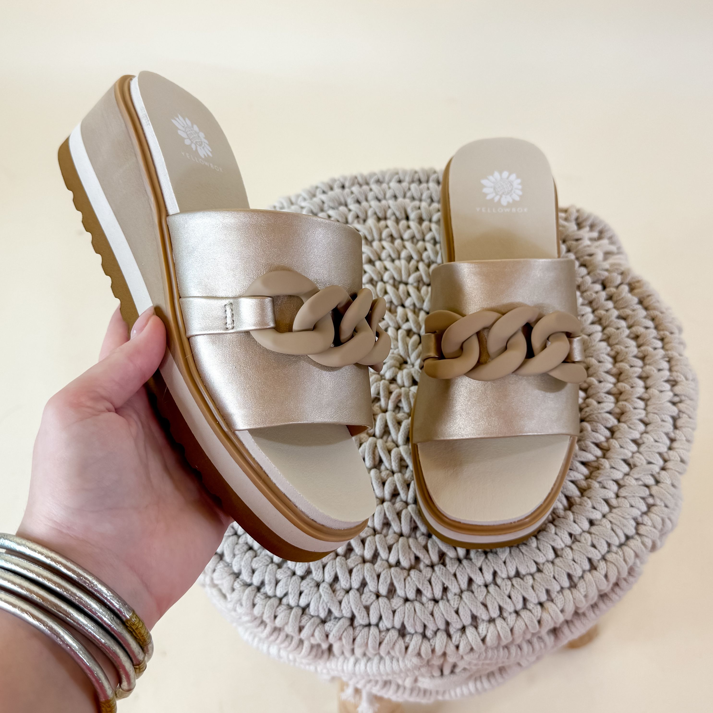 Yellowbox | Alora Wedge Slide in Gold - Giddy Up Glamour Boutique