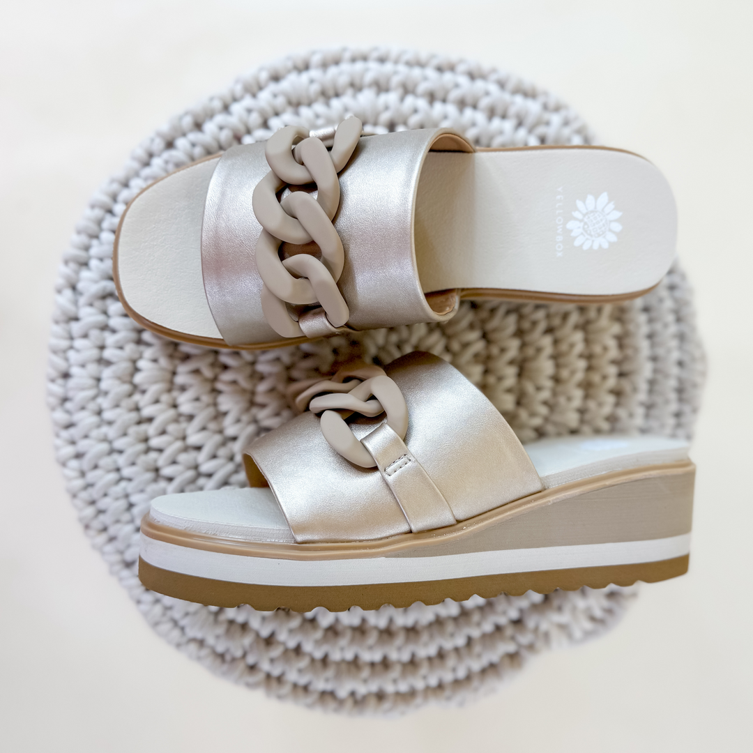 Yellowbox | Alora Wedge Slide in Gold - Giddy Up Glamour Boutique