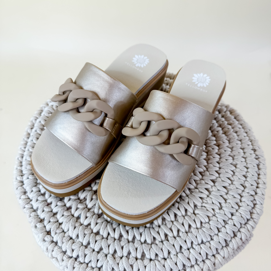 Yellowbox | Alora Wedge Slide in Gold - Giddy Up Glamour Boutique