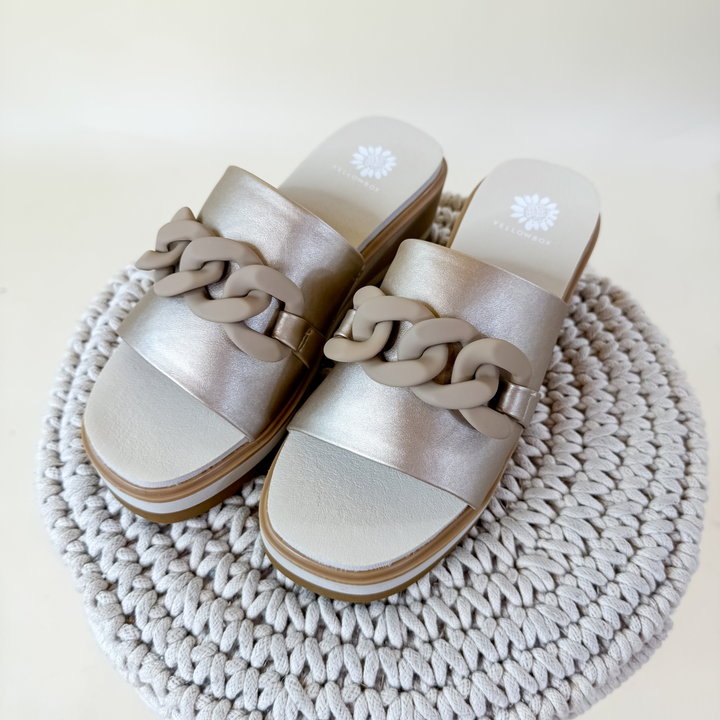 Yellowbox | Alora Wedge Slide in Gold - Giddy Up Glamour Boutique