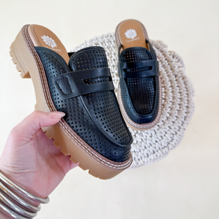 Yellowbox | Sherlyn Loafer Mule in Black - Giddy Up Glamour Boutique