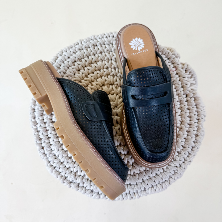 Yellowbox | Sherlyn Loafer Mule in Black - Giddy Up Glamour Boutique