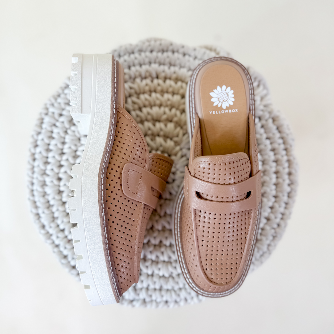 Yellowbox | Sherlyn Loafer Mule in Almond - Giddy Up Glamour Boutique
