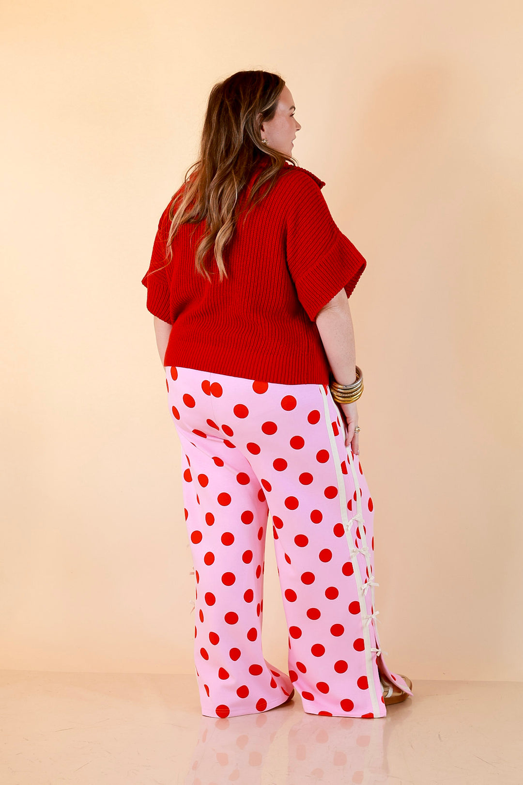 Zipped and Ready Ribbed Knit Half Zip Collared Short Sleeve Sweater Top in Red