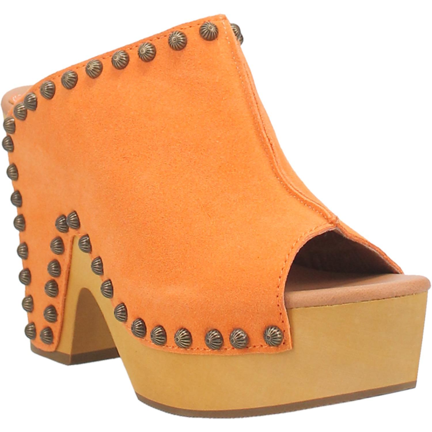 Online Exclusive | Dingo | Peace N Love Leather Clog Heeled Sandal in Orange **PREORDER