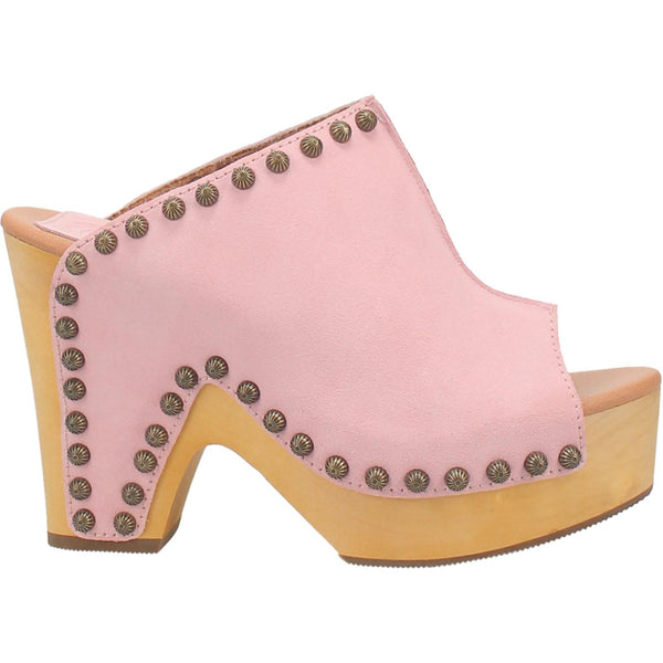 Online Exclusive | Dingo | Peace N Love Leather Clog Heeled Sandal in Pink **PREORDER