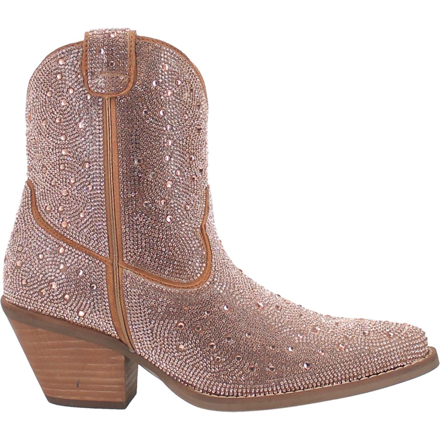 Online Exclusive | Dingo | Rhinestone Cowgirl Leather Bootie in Rose Gold  **PREORDER