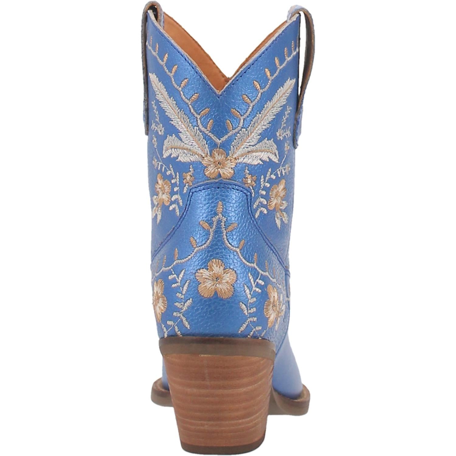 Online Exclusive | Dingo | Primrose Leather Floral Stitch Bootie in Blue Metallic **PREORDER - Giddy Up Glamour Boutique