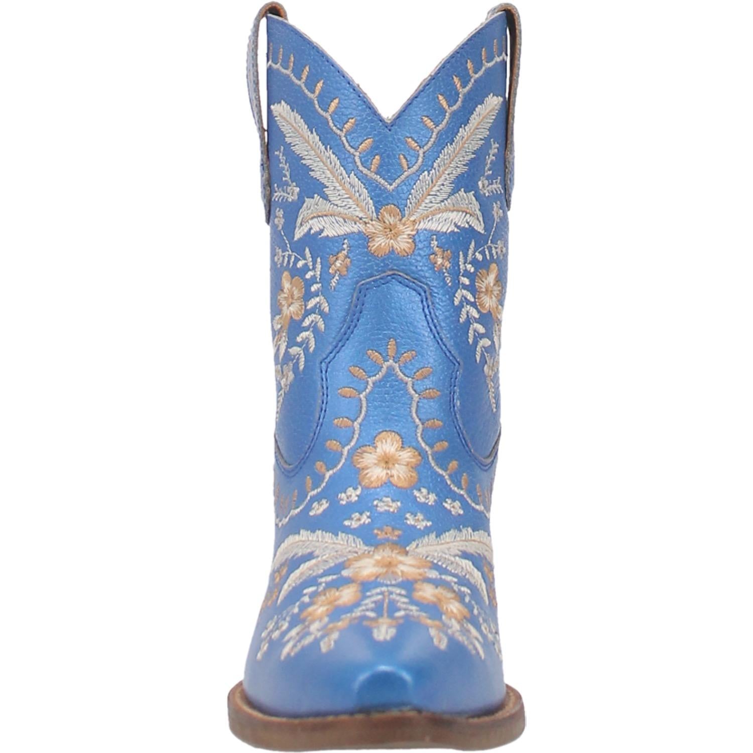 Online Exclusive | Dingo | Primrose Leather Floral Stitch Bootie in Blue Metallic **PREORDER - Giddy Up Glamour Boutique