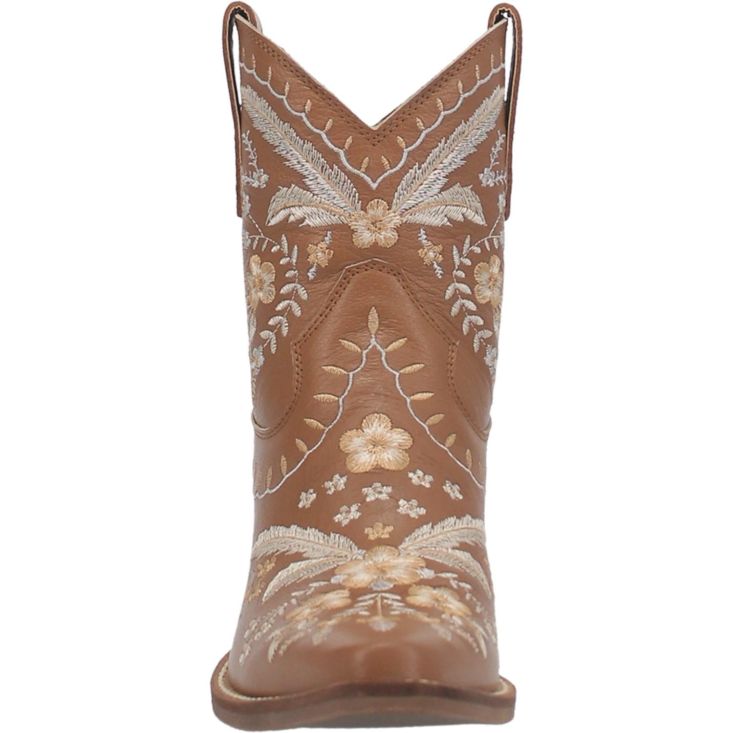 Online Exclusive | Dingo | Primrose Leather Floral Stitch Bootie in Brown  **PREORDER - Giddy Up Glamour Boutique