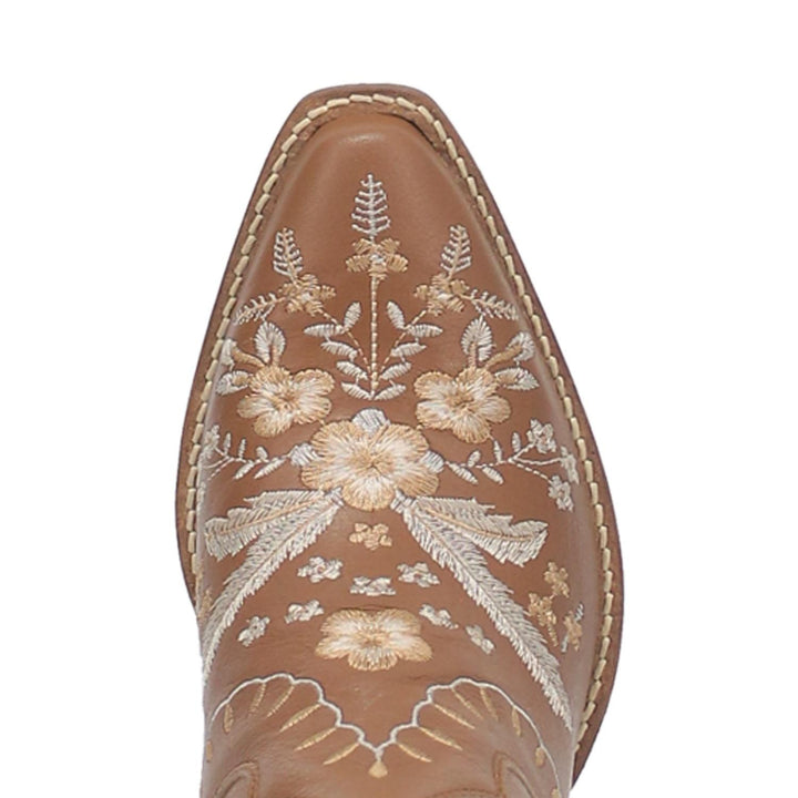 Online Exclusive | Dingo | Primrose Leather Floral Stitch Bootie in Brown  **PREORDER - Giddy Up Glamour Boutique