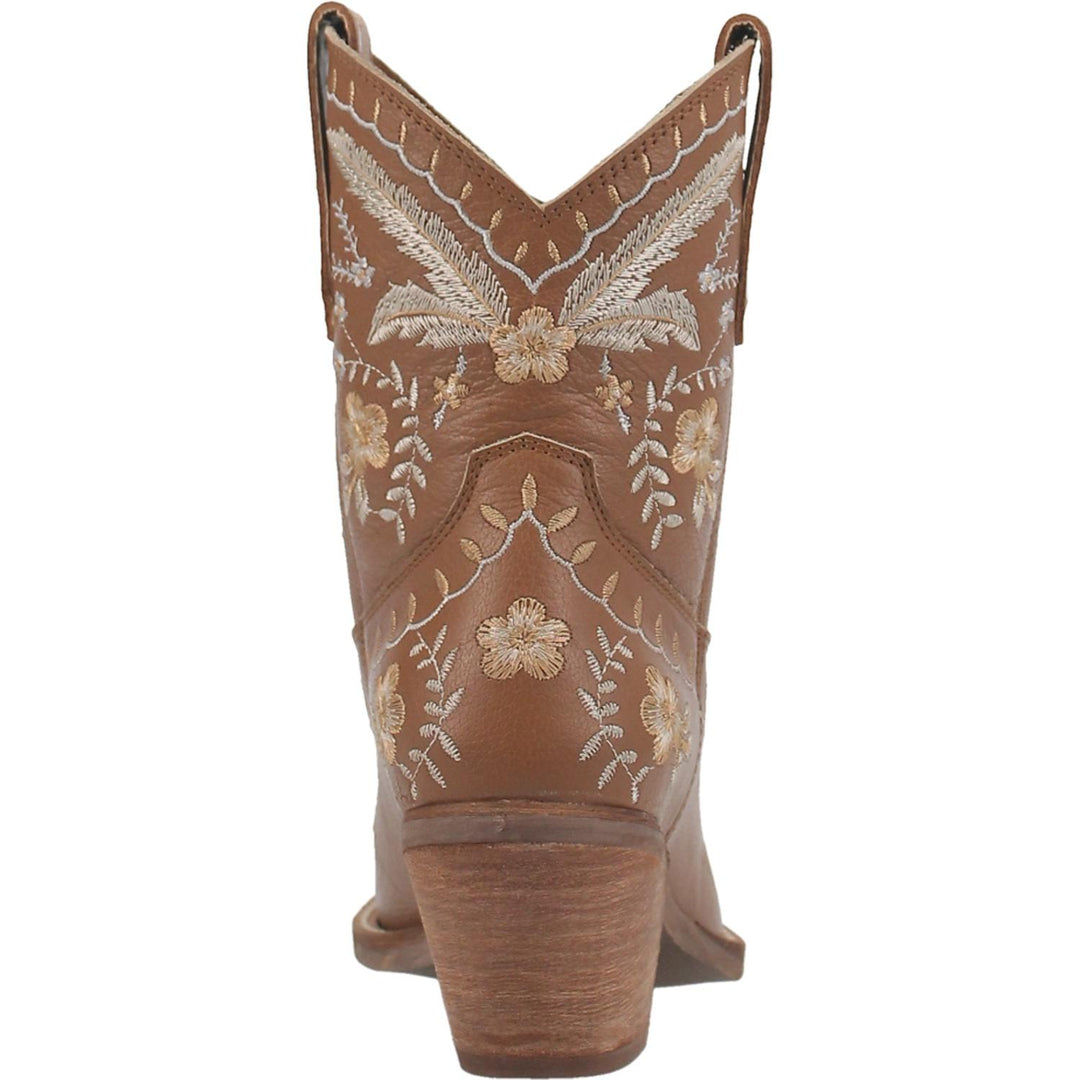 Online Exclusive | Dingo | Primrose Leather Floral Stitch Bootie in Brown  **PREORDER - Giddy Up Glamour Boutique