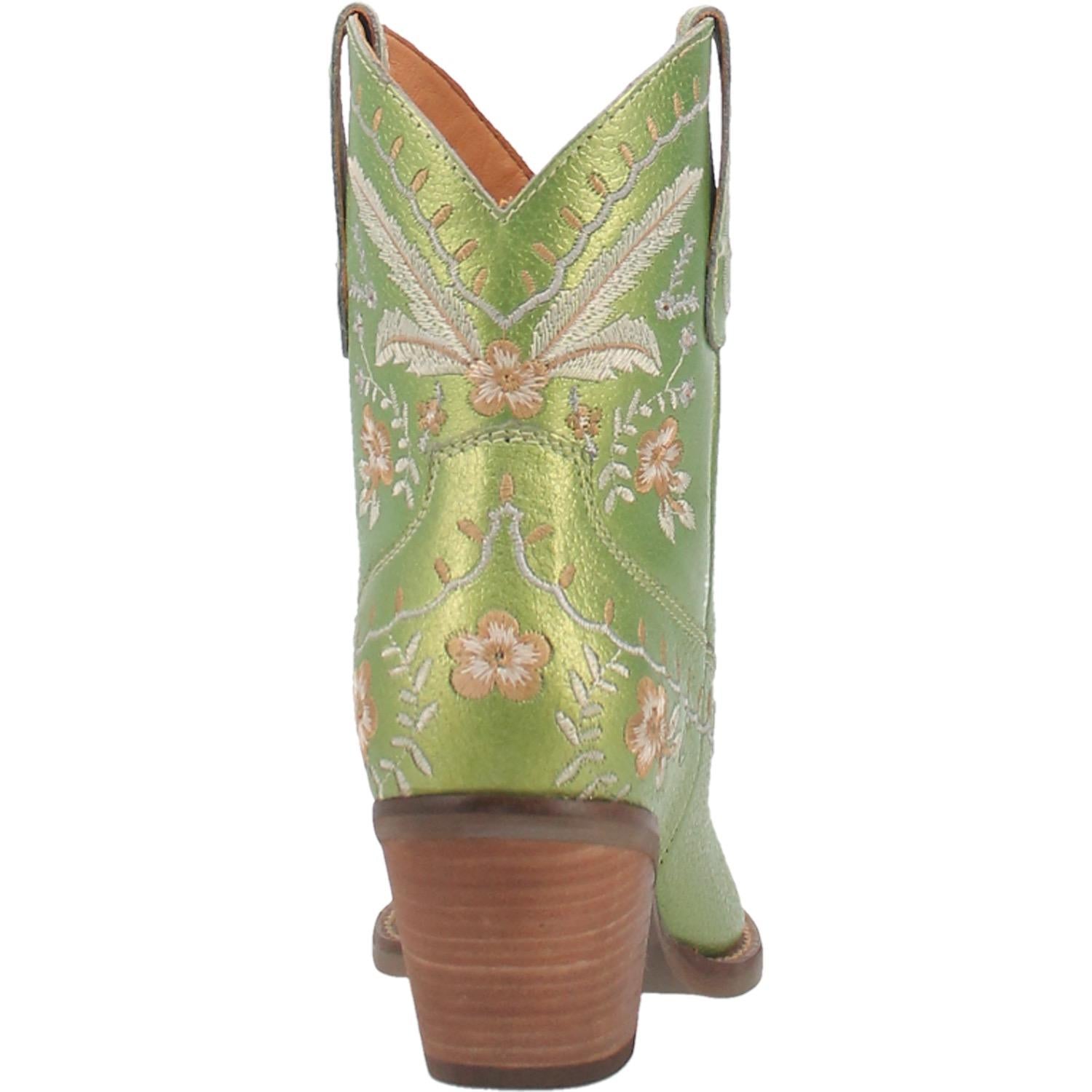 Online Exclusive | Dingo | Primrose Leather Floral Stitch Bootie in Green Metallic  **PREORDER - Giddy Up Glamour Boutique