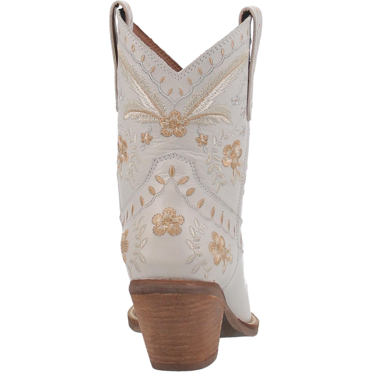 Online Exclusive | Dingo | Primrose Leather Floral Stitch Bootie in White **PREORDER** - Giddy Up Glamour Boutique