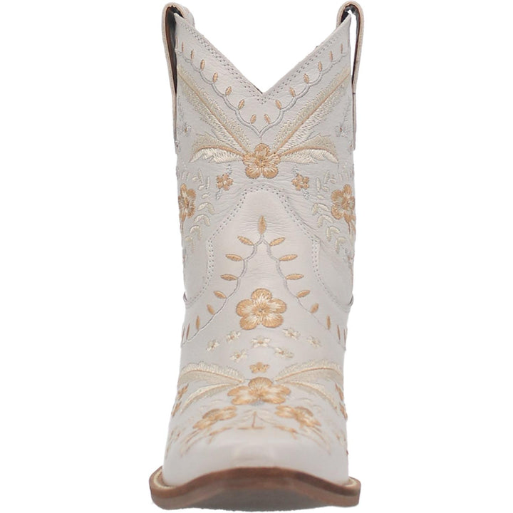 Online Exclusive | Dingo | Primrose Leather Floral Stitch Bootie in White **PREORDER** - Giddy Up Glamour Boutique