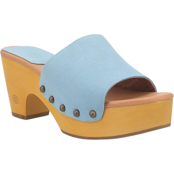 Online Exclusive | Dingo | Beechwood Leather Clog Heeled Sandal in Blue **PREORDER