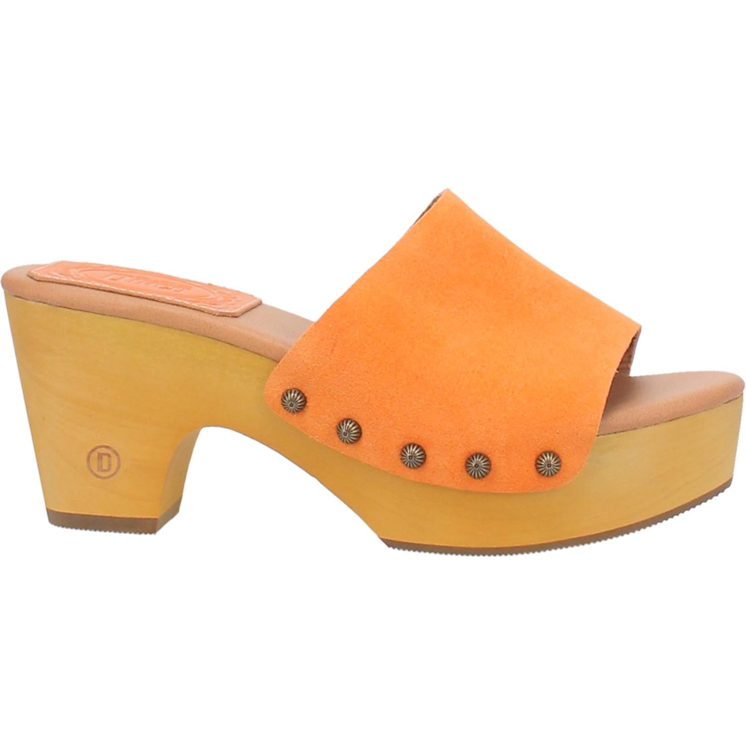 Online Exclusive | Dingo | Beechwood Leather Clog Heeled Sandal in Orange **PREORDER
