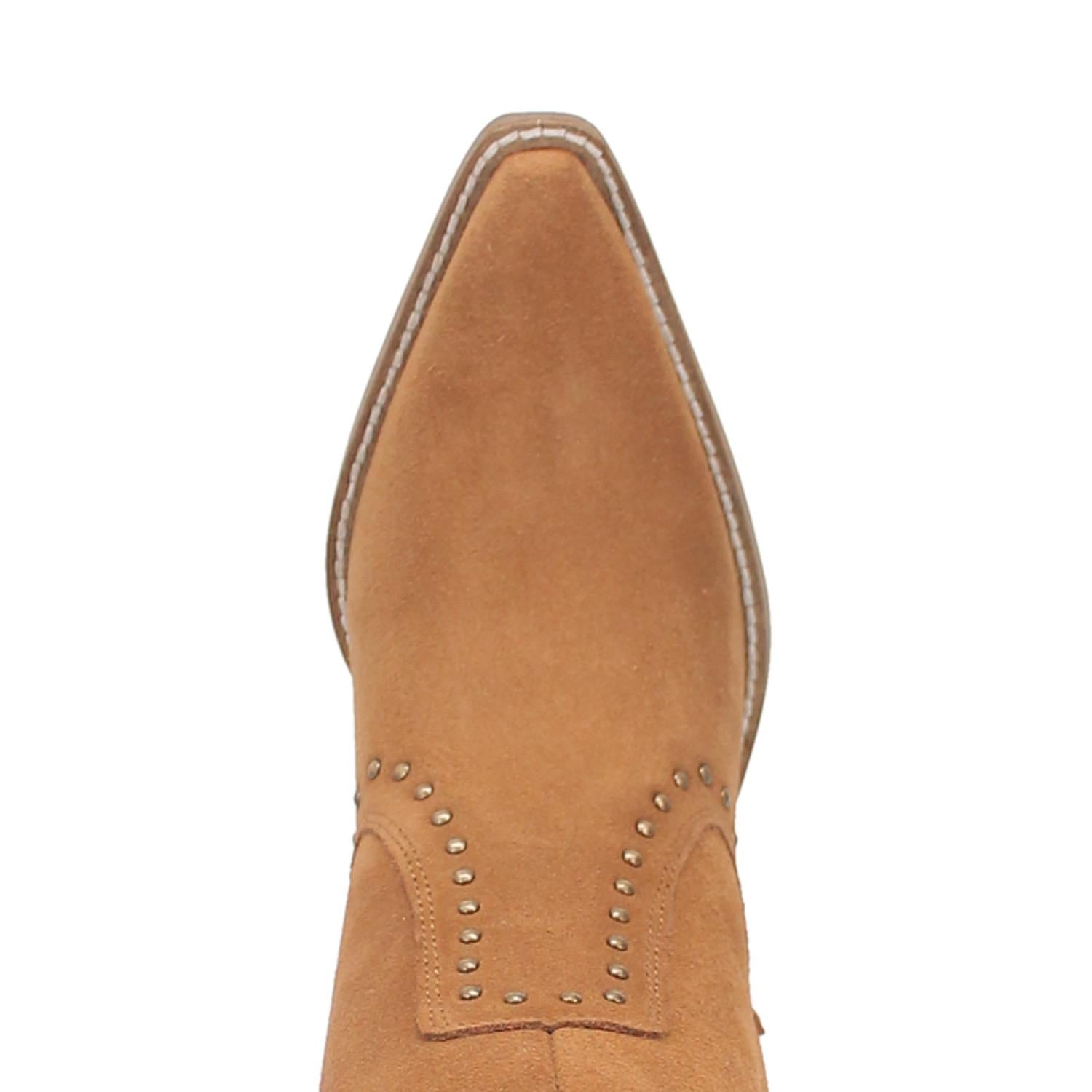 Online Exclusive | Dingo | Classy N Sassy Leather Bootie in Camel Brown Suede  **PREORDER - Giddy Up Glamour Boutique