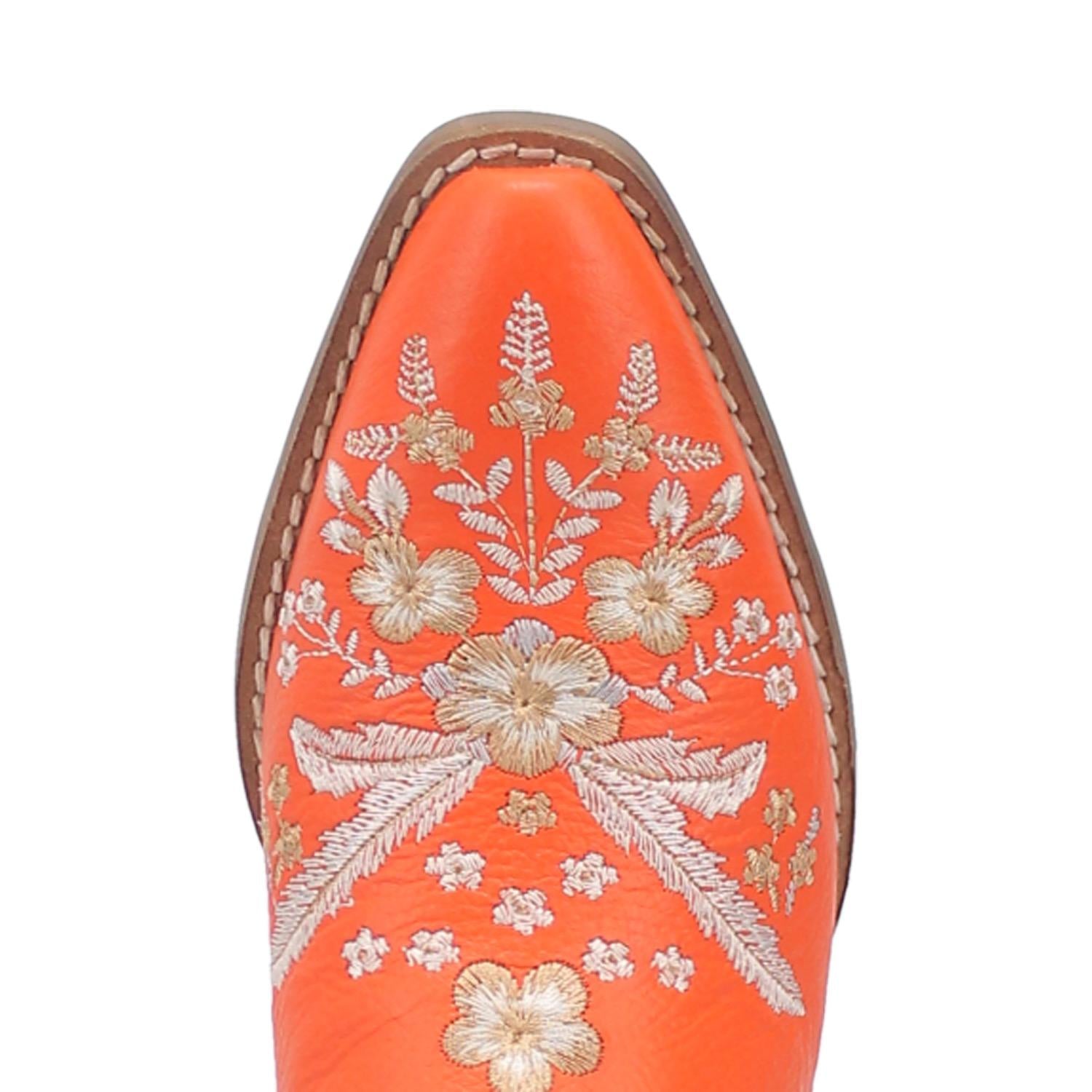 Online Exclusive | Dingo | Wildflower Leather Floral Stitch Mule Bootie in Orange **PREORDER - Giddy Up Glamour Boutique