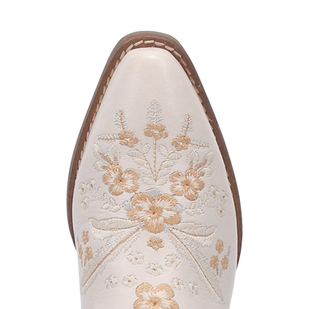 Online Exclusive | Dingo | Wildflower Leather Floral Stitch Mule Bootie in White **PREORDER - Giddy Up Glamour Boutique