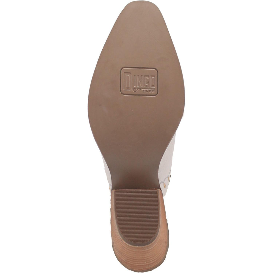 Online Exclusive | Dingo | Wildflower Leather Floral Stitch Mule Bootie in White **PREORDER - Giddy Up Glamour Boutique