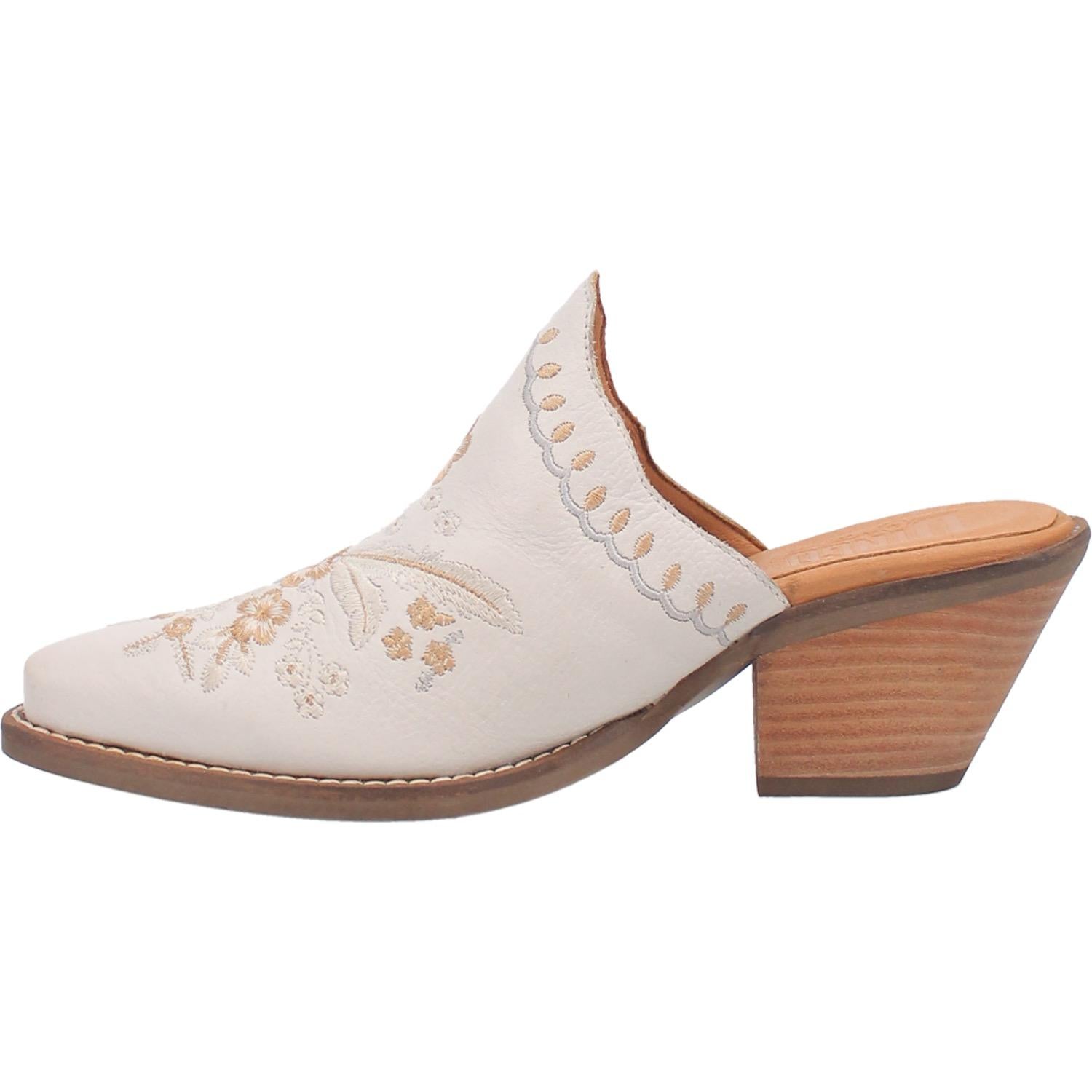 Online Exclusive | Dingo | Wildflower Leather Floral Stitch Mule Bootie in White **PREORDER - Giddy Up Glamour Boutique