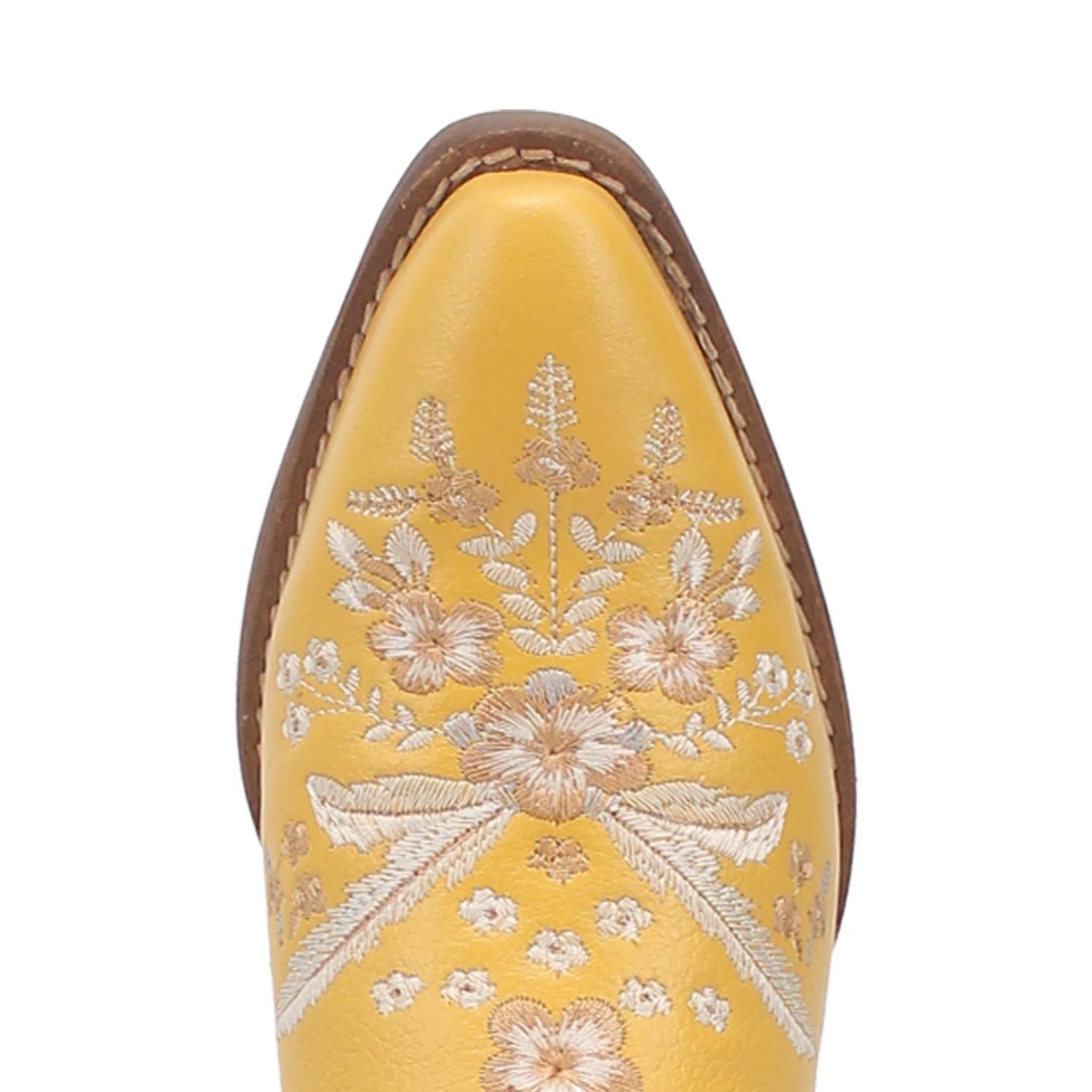 Online Exclusive | Dingo | Wildflower Leather Floral Stitch Mule Bootie in Yellow **PREORDER - Giddy Up Glamour Boutique
