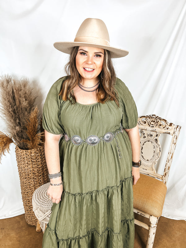 Sweetest Moments Ruffle Tiered Maxi Dress in Olive Green
