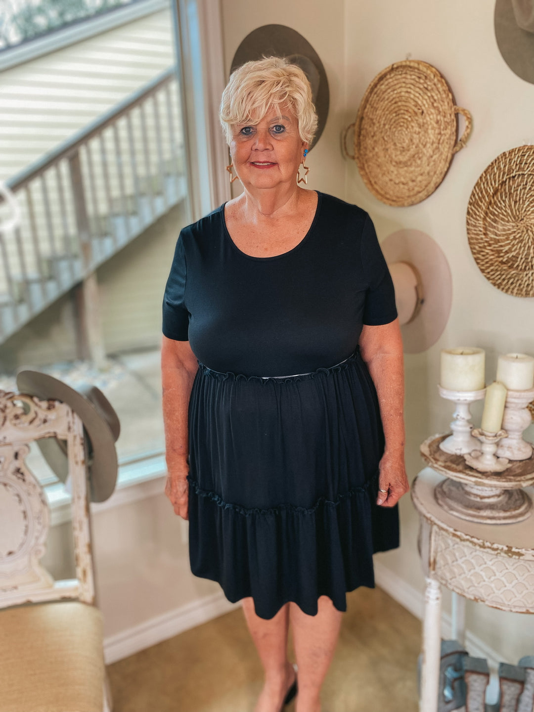 A Night to Remember Ruffle Tiered Short Sleeve Dress in Black - Giddy Up Glamour Boutique