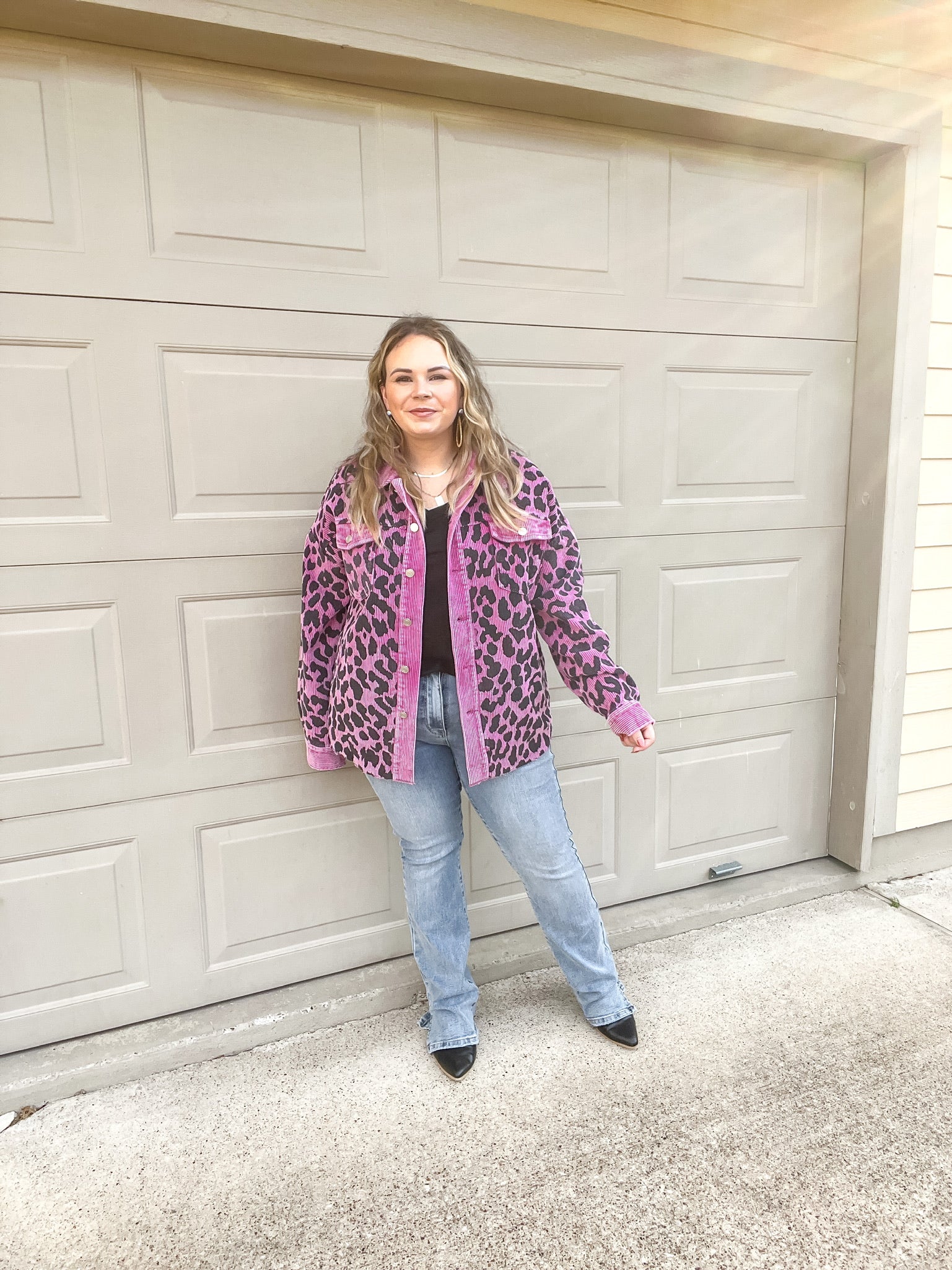 Quick To Cuddle Leopard Print Corduroy Jacket in Purple - Giddy Up Glamour Boutique