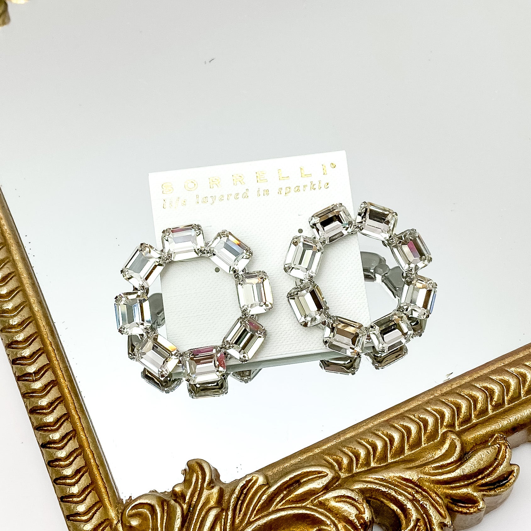 Sorrelli | Octavia Statement Earrings Palladium Silver Tone with Clear Crystals - Giddy Up Glamour Boutique