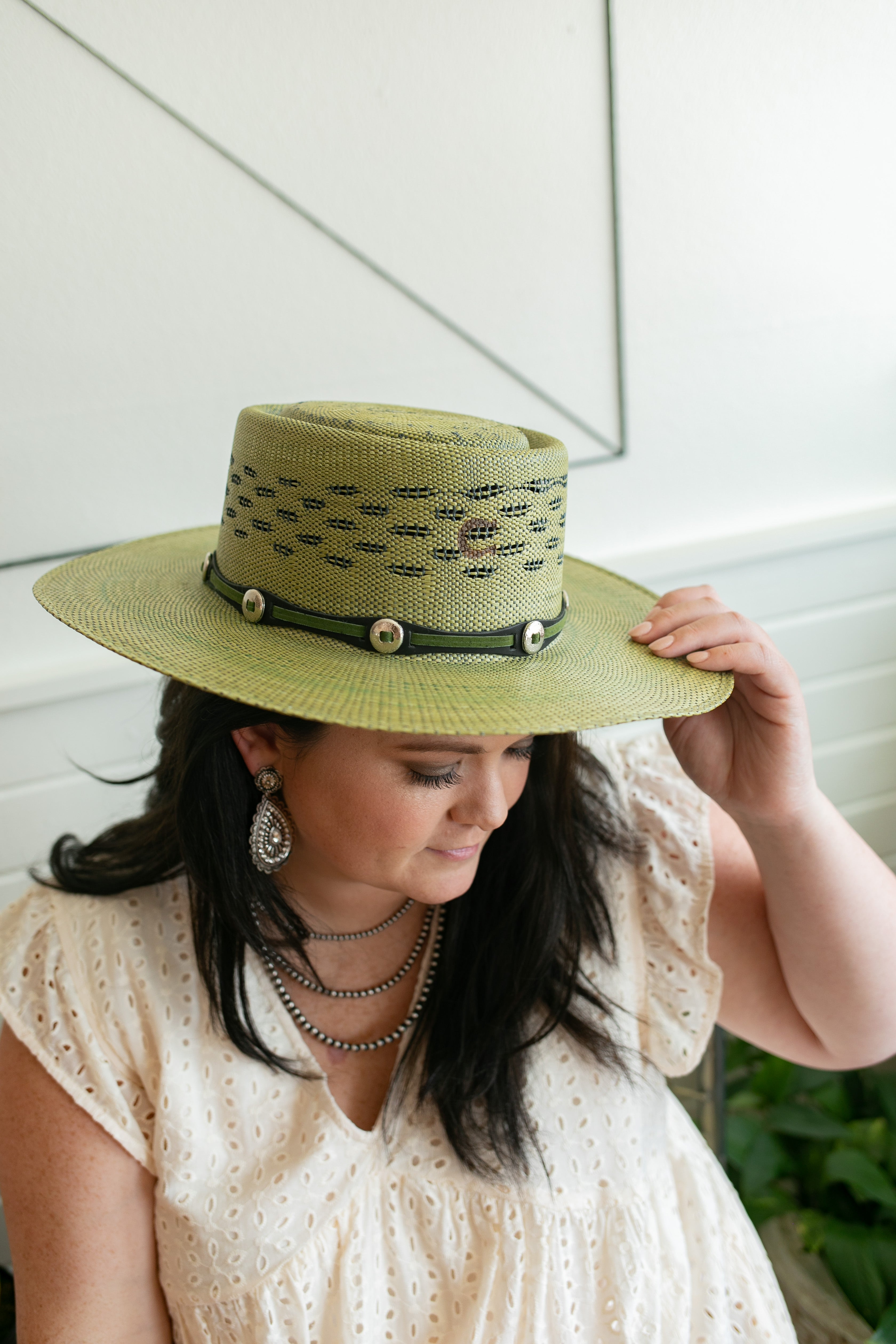 Charlie 1 Horse | Palm Beach Straw Hat with Concho Band in Olive - Giddy Up Glamour Boutique