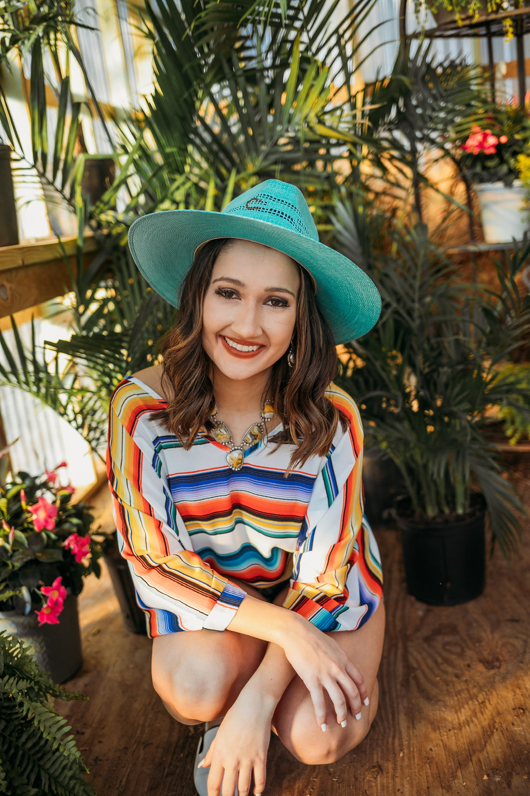 Charlie 1 Horse | Right Meow Straw Stiff Brim Hat with Leopard Band in Turquoise - Giddy Up Glamour Boutique