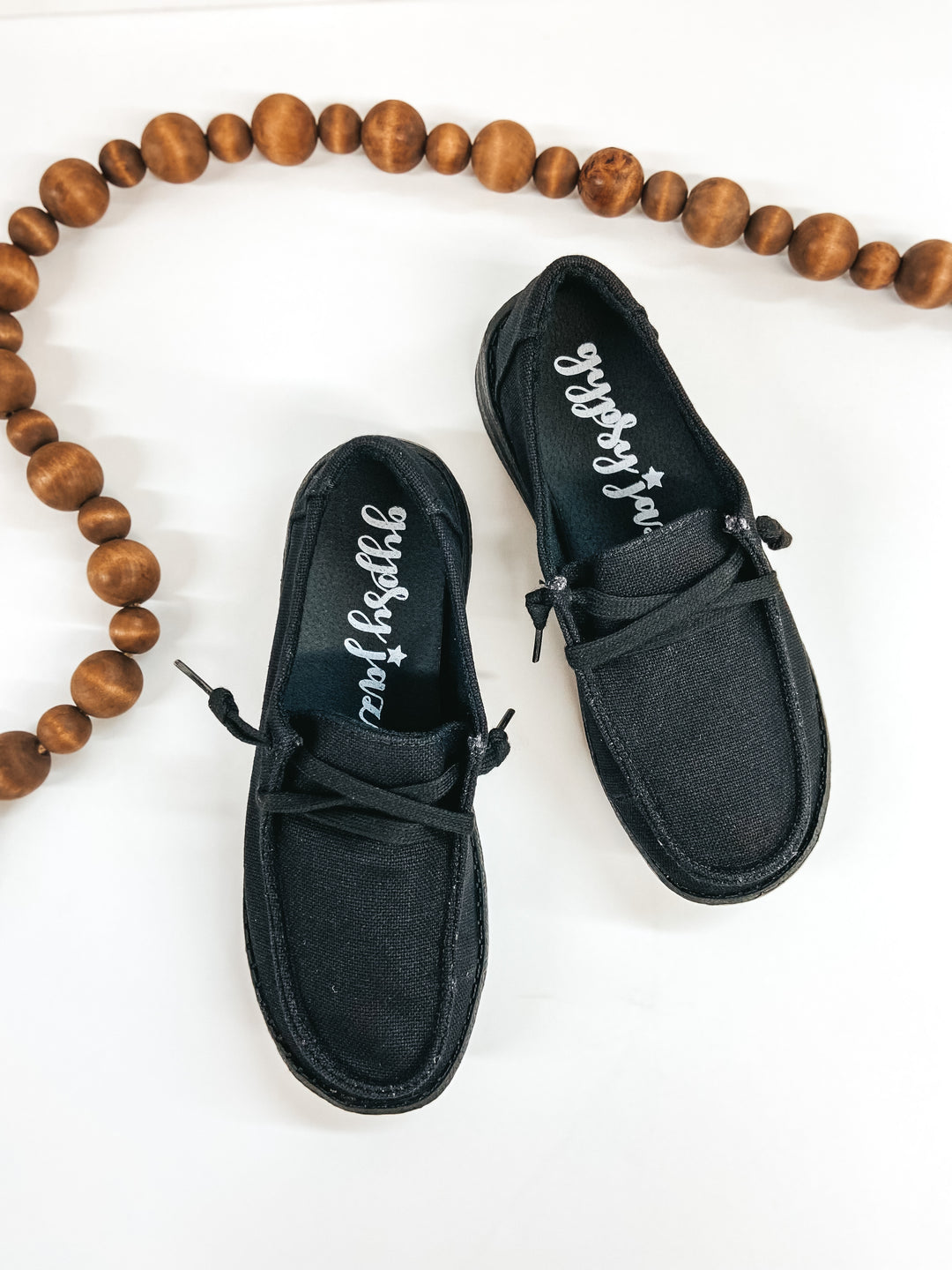 Very G | Have To Run Solid Slip On Loafers with Laces in Black - Giddy Up Glamour Boutique