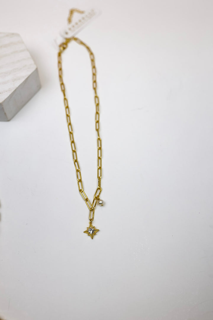 Sorrelli | Charity Pendant Necklace in Bright Gold Tone and Modern Pearl - Giddy Up Glamour Boutique