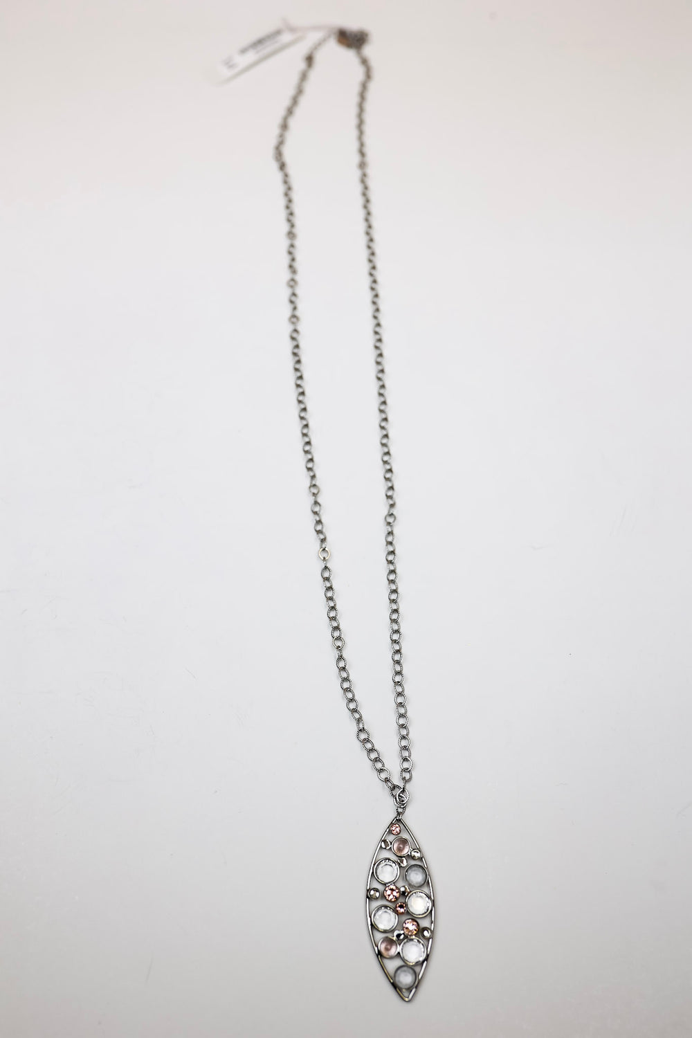 Sorrelli | Charlene Pendant Necklace in Palladium Silver Tone and Snow Bunny - Giddy Up Glamour Boutique