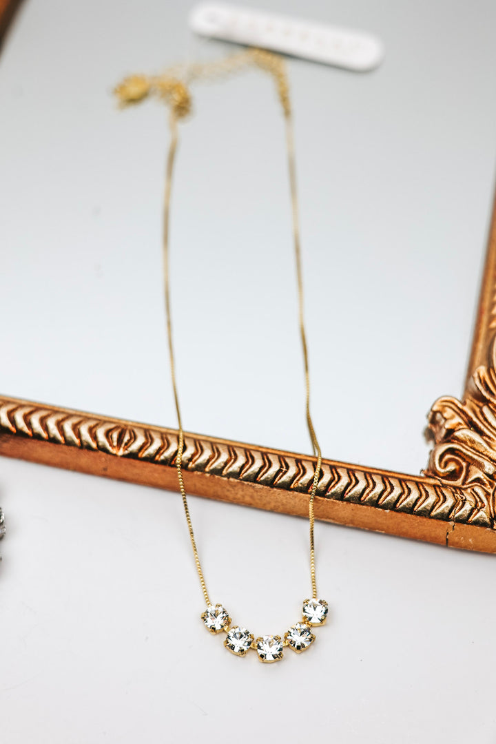 Sorrelli | Shaughna Tennis Necklace in Bright Gold-Tone and Crystal - Giddy Up Glamour Boutique