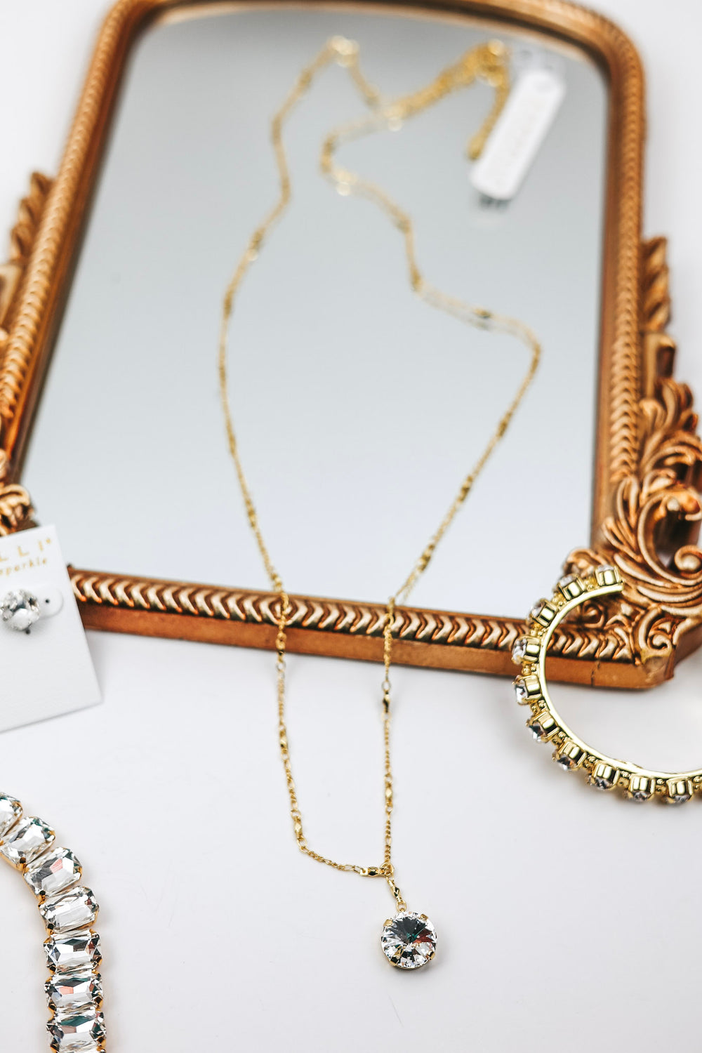 Sorrelli | Nadine Long Pendant Necklace in Bright Gold Tone and Crystal - Giddy Up Glamour Boutique