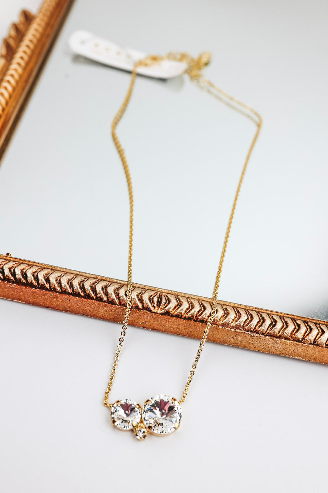 Sorrelli | Nadine Crystal Pendant Necklace in Bright Gold Tone and Clear - Giddy Up Glamour Boutique