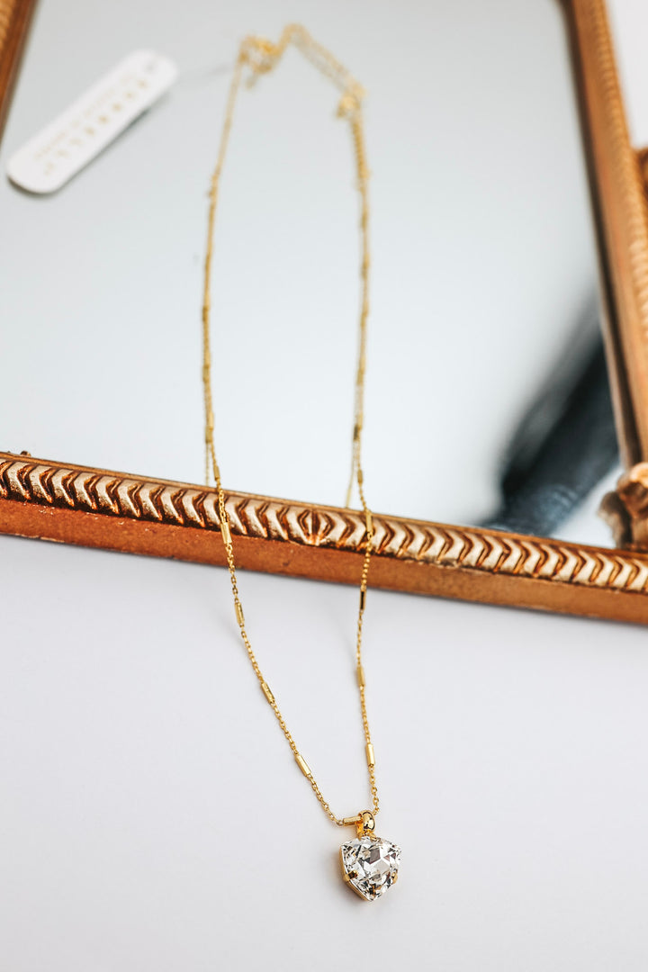 Sorrelli | Perfectly Pretty Crystal Pendant Necklace in Bright Gold Tone and Crystal - Giddy Up Glamour Boutique