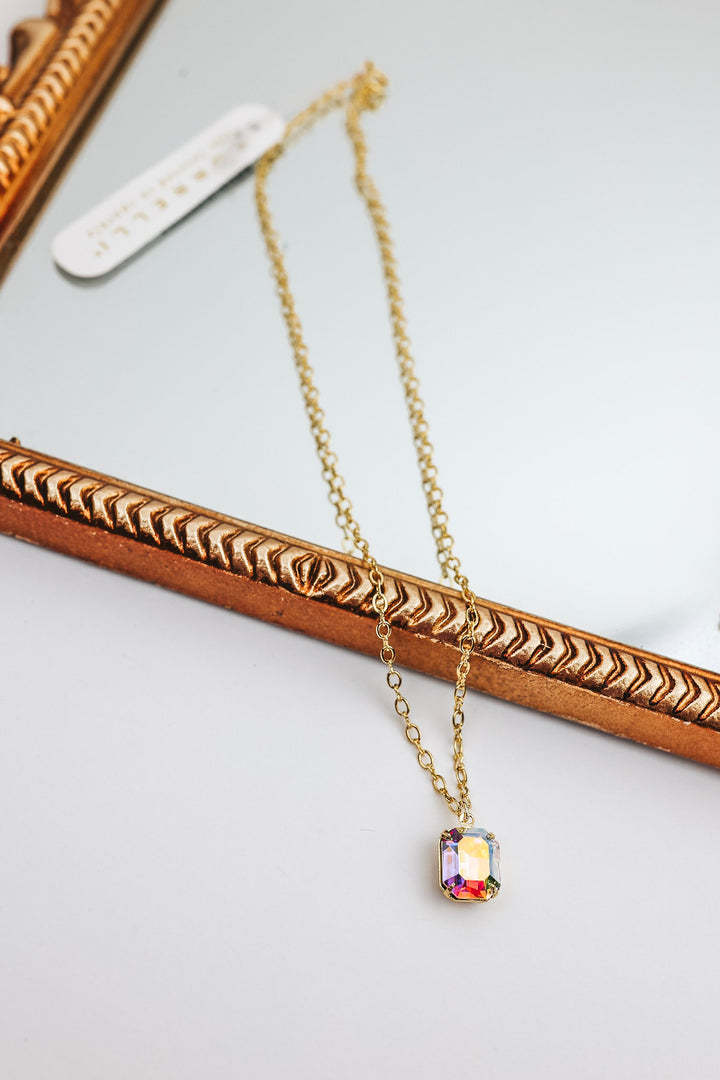 Sorrelli | Emmy Pendant Necklace in Bright Gold Tone and Aurora Borealis - Giddy Up Glamour Boutique