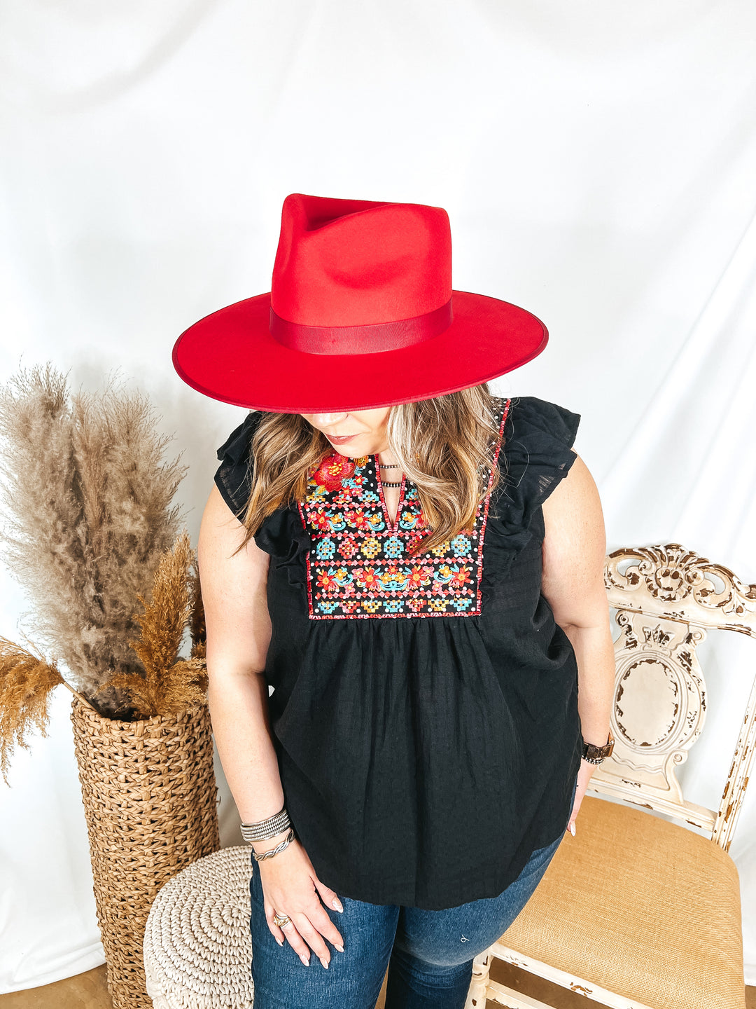 Lack of Color | Ruby Rancher Wool Felt Hat in Red - Giddy Up Glamour Boutique