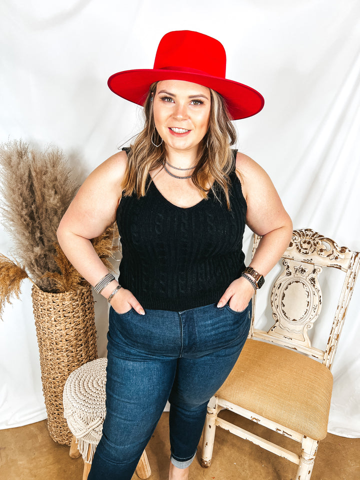 Forever Famous Cropped Sweater Tank Top in Black - Giddy Up Glamour Boutique