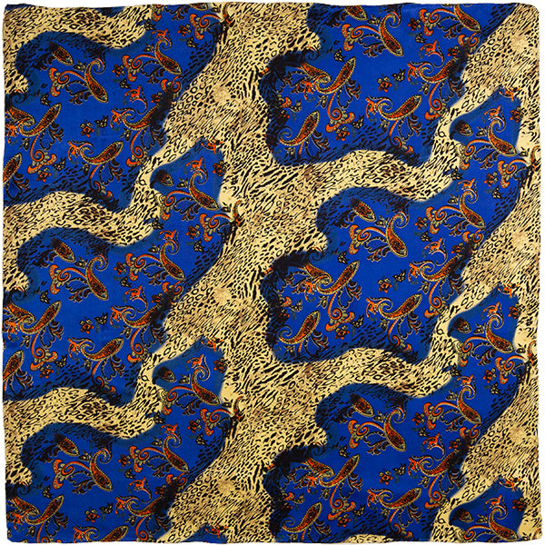 Paisley Peacock Charmeuse Wild Rag in Royal Blue - Giddy Up Glamour Boutique