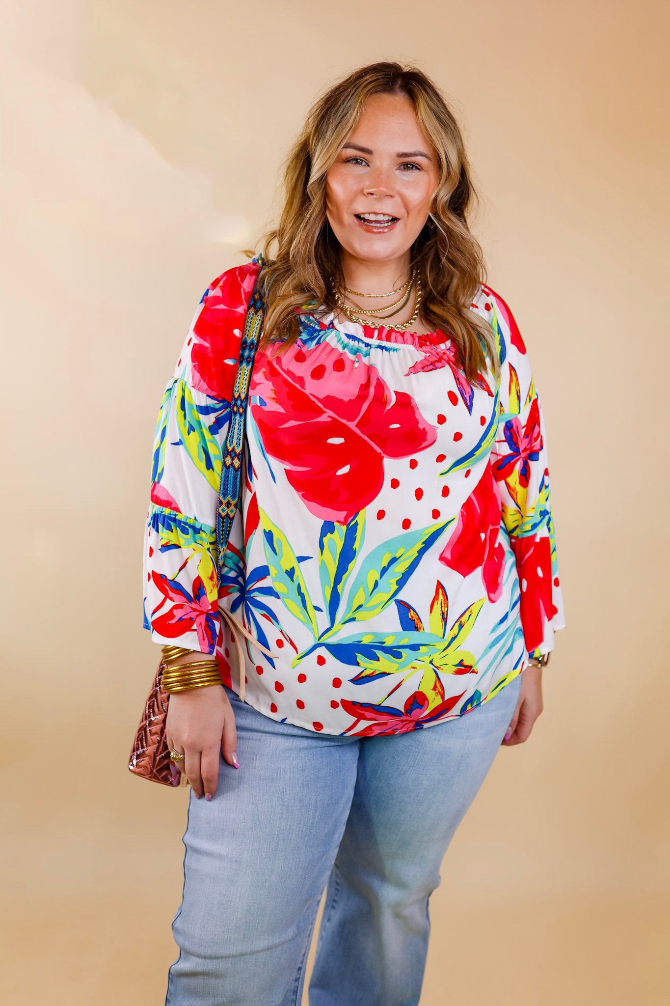 Seas The Day Floral Off The Shoulder Blouse in White