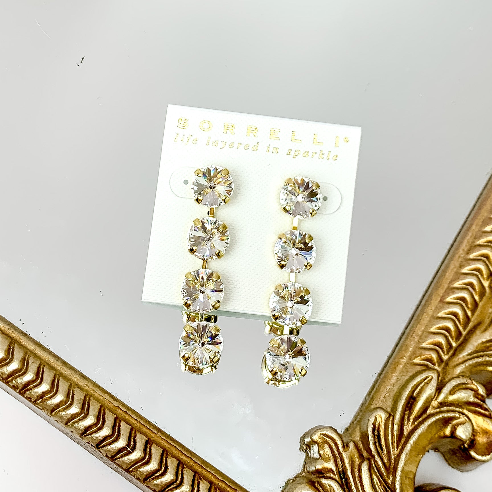 Sorrelli | Mara Statement Earrings in Bright Gold Tone with Clear Crystals - Giddy Up Glamour Boutique