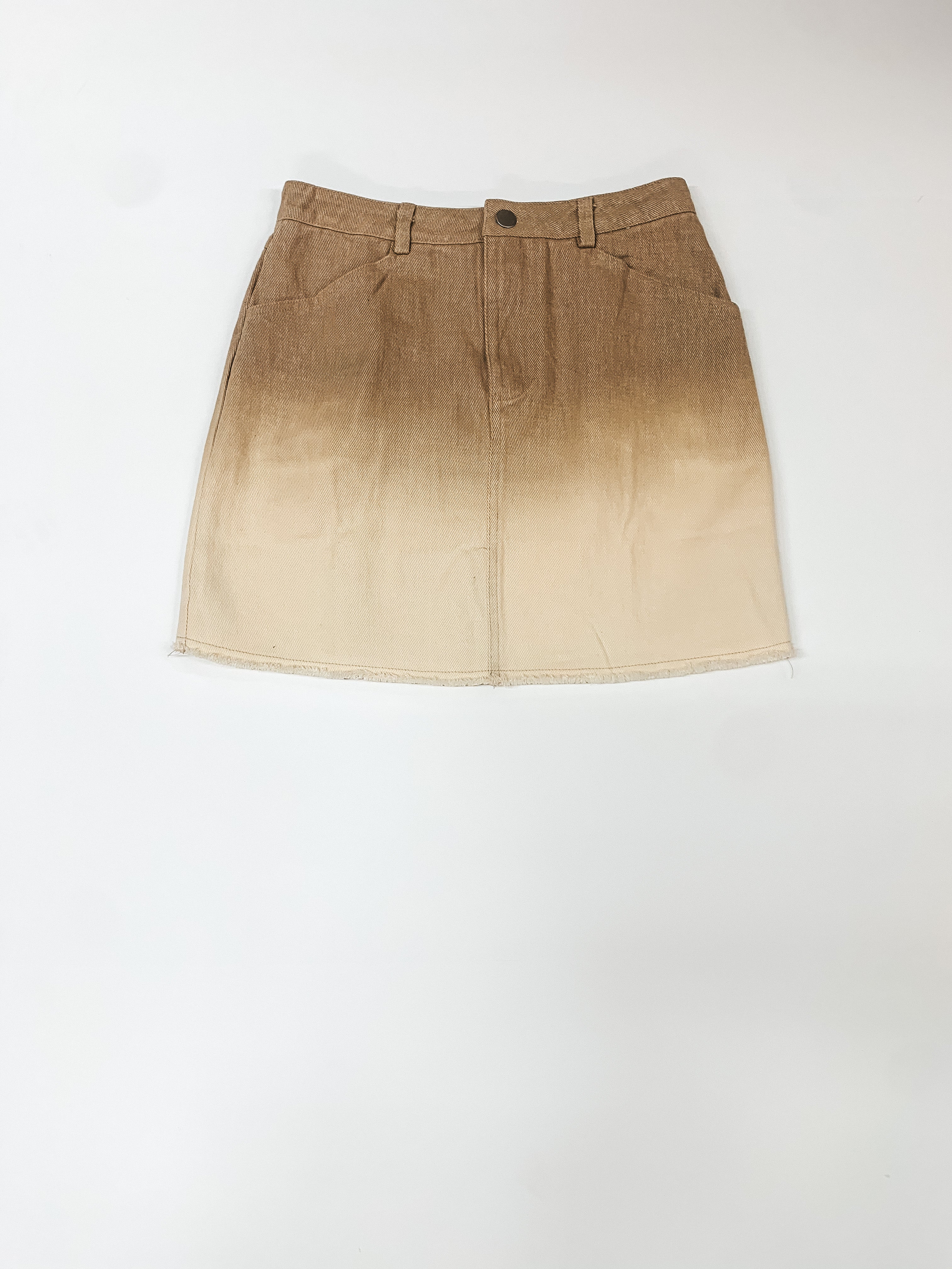 90's Baby Ombre Denim Mini Skirt in Taupe - Giddy Up Glamour Boutique
